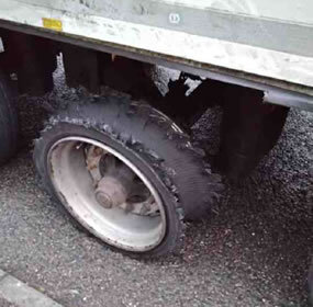 Truck tyre blow out