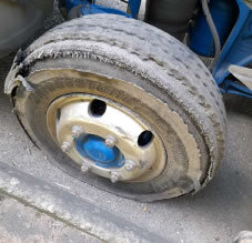 Truck tyre blowout